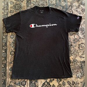 Champion Men's Dark Gray Logo Tee